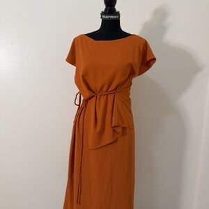 Elegant Orange Asymmetric Dress